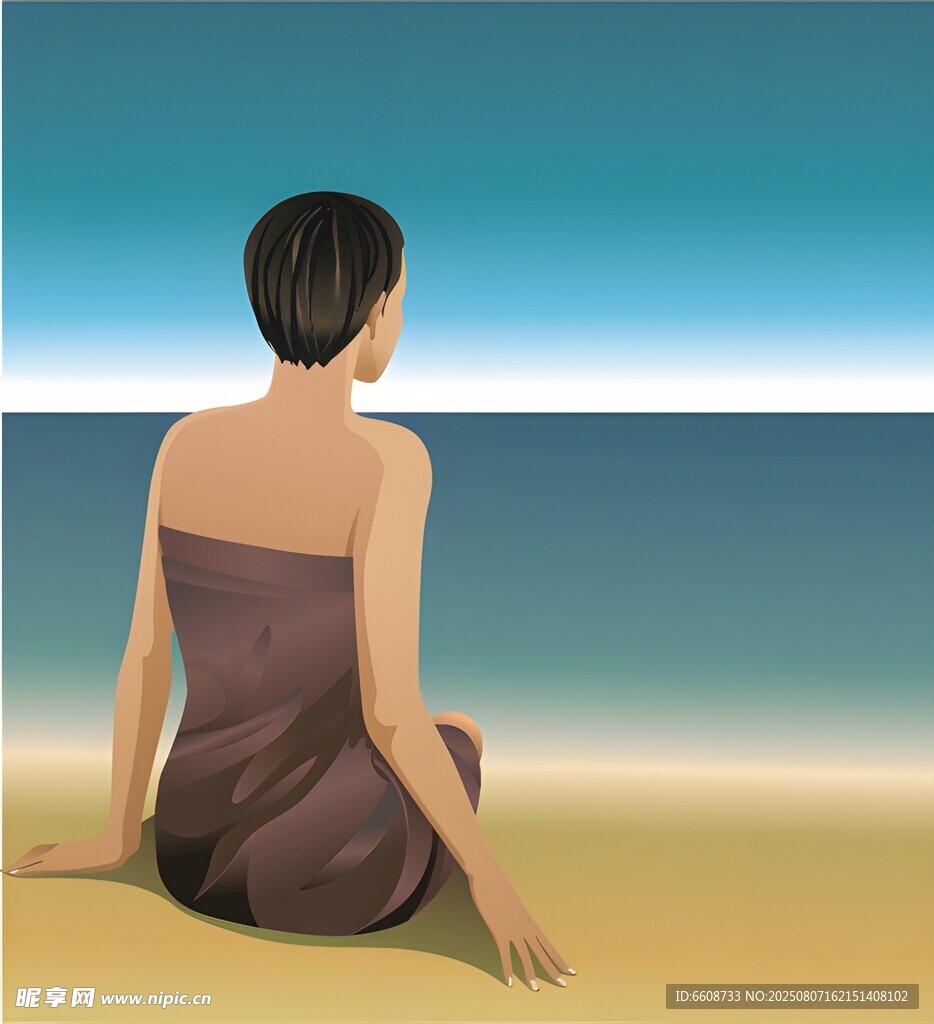 海边独坐的女子