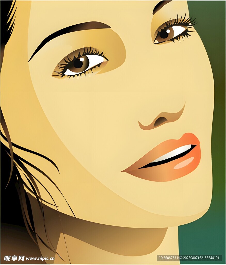 微笑女性头像插画