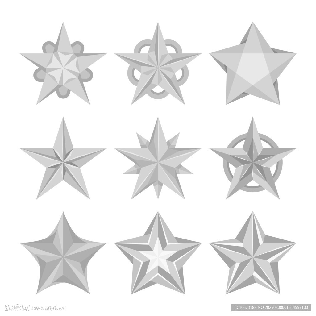 多样银色星星图案集合