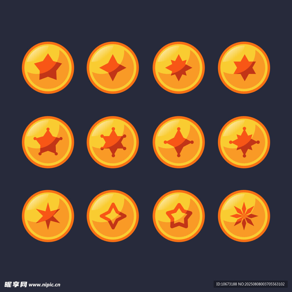 星星主题圆形图标集合