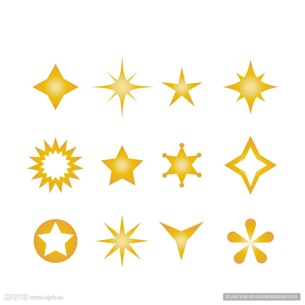 金色星星太阳装饰图案集