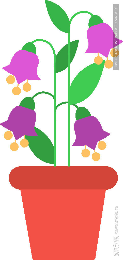 花盆中的紫色铃铛花