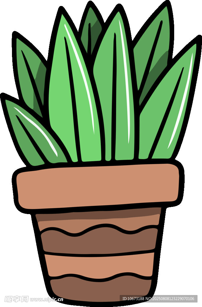 卡通盆栽植物插画