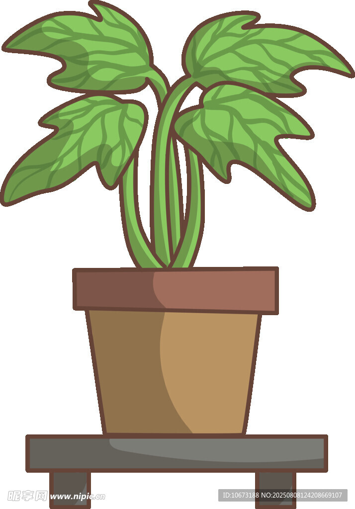 盆栽绿植置于木架上