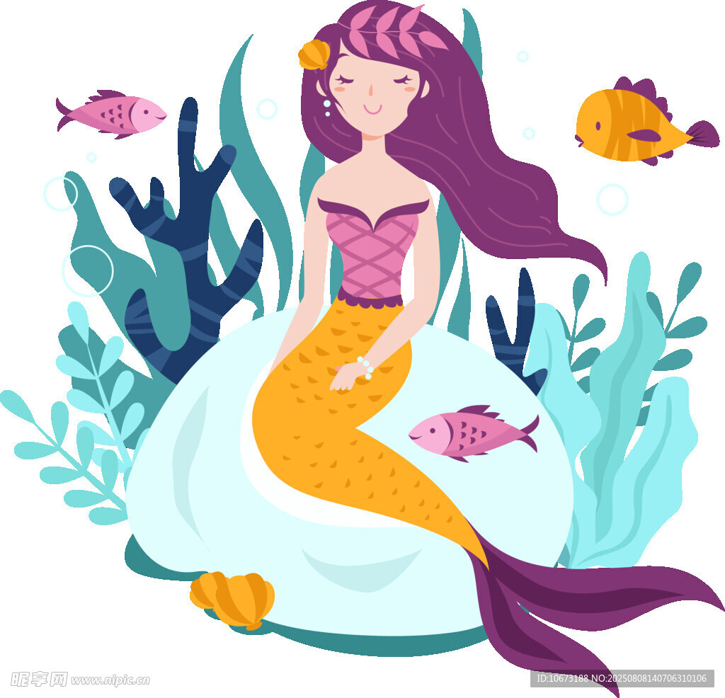 梦幻美人鱼与海底生物