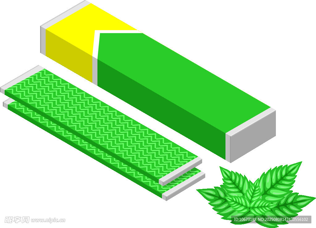 绿色口香糖与薄荷叶