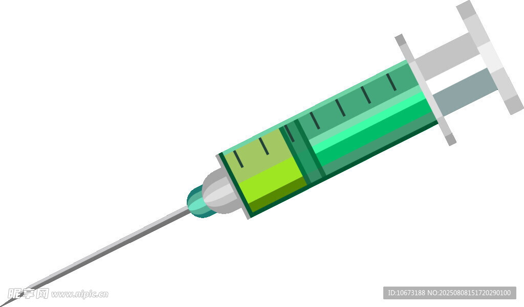 绿色医用注射器特写