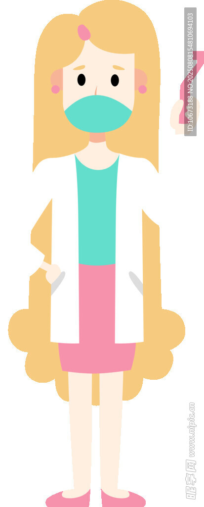 戴口罩的可爱医护女孩