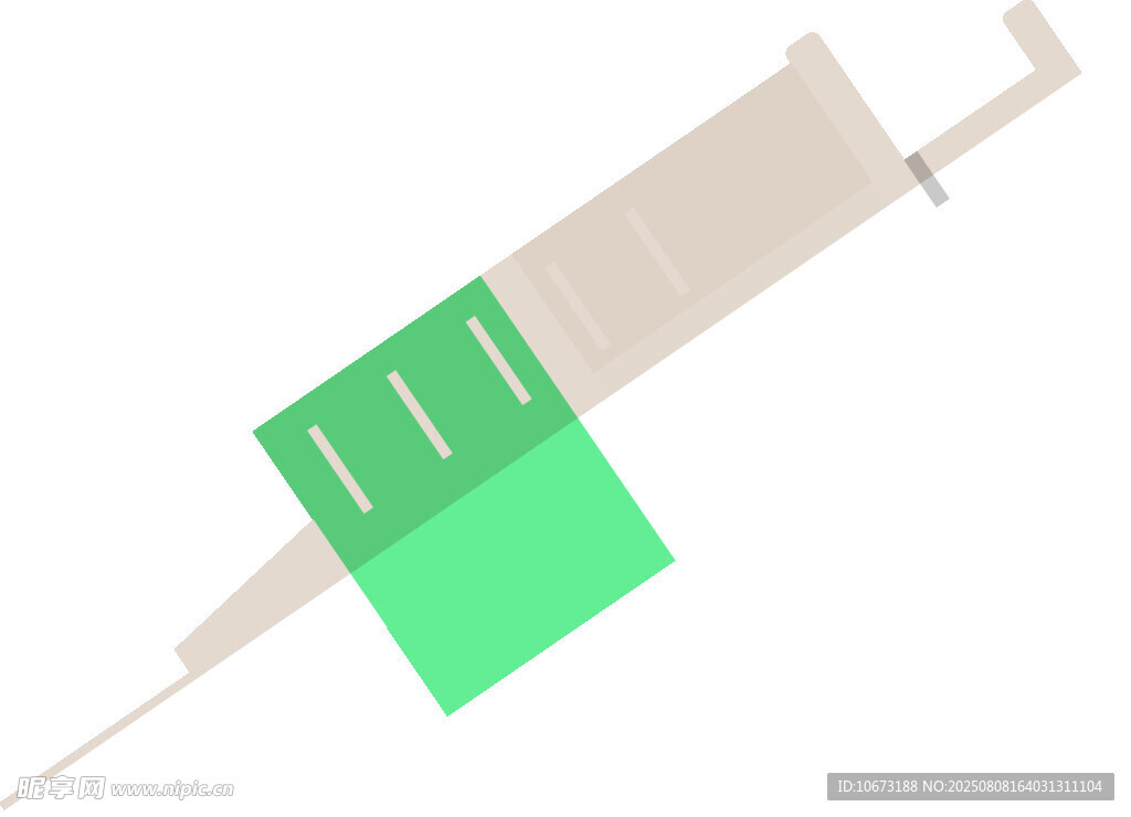 绿色标签注射器特写