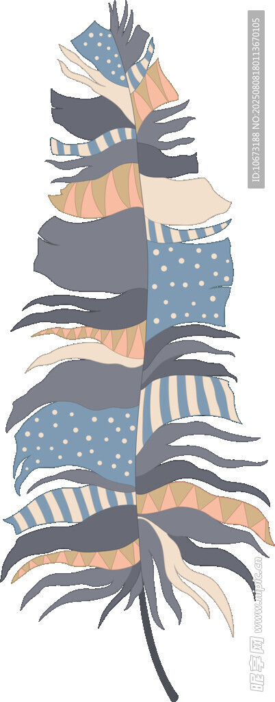 抽象几何图案羽毛插画