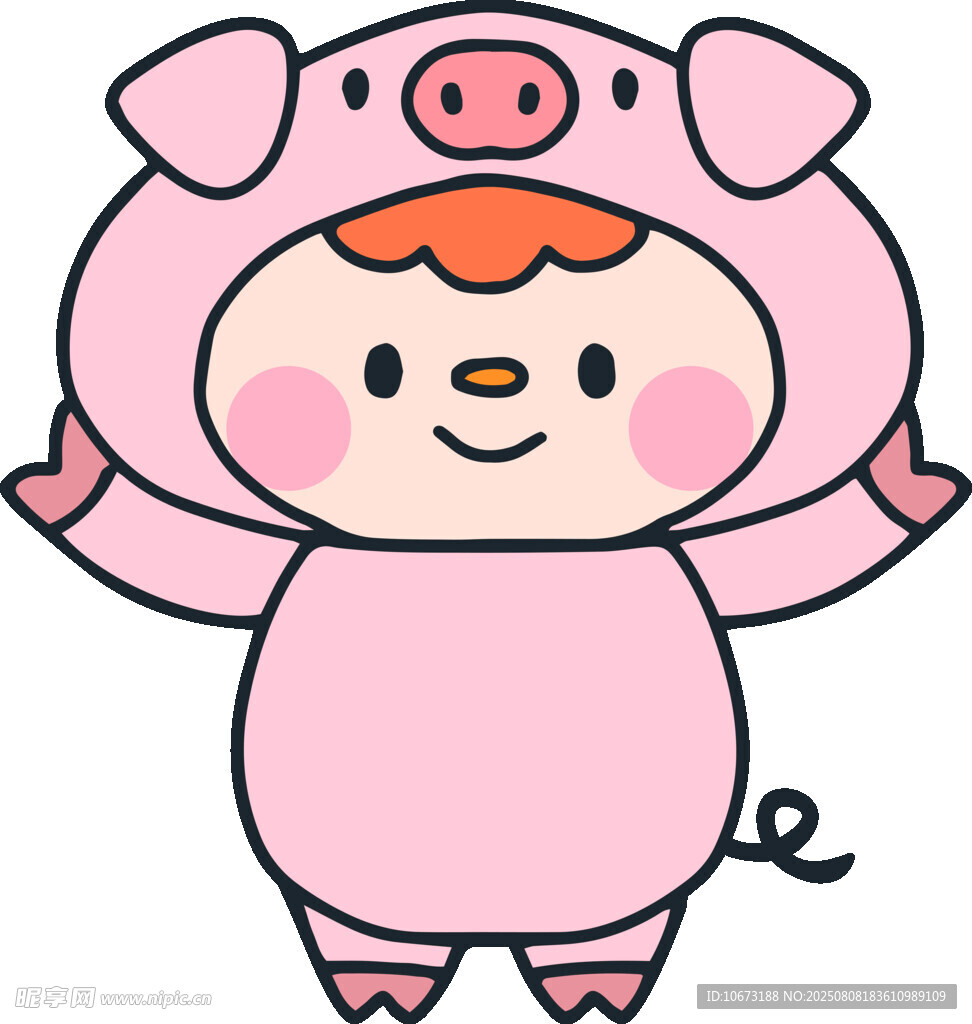 穿小猪服装的可爱小孩