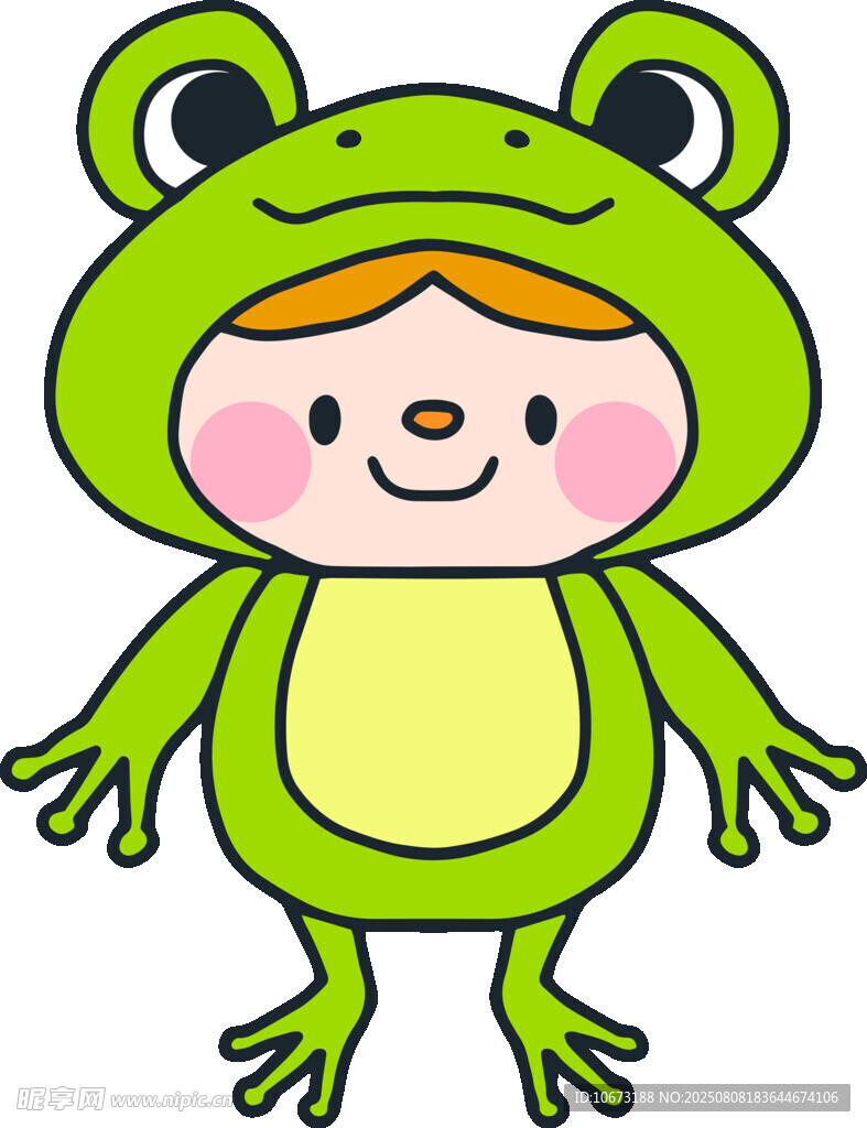 穿青蛙装的可爱小孩