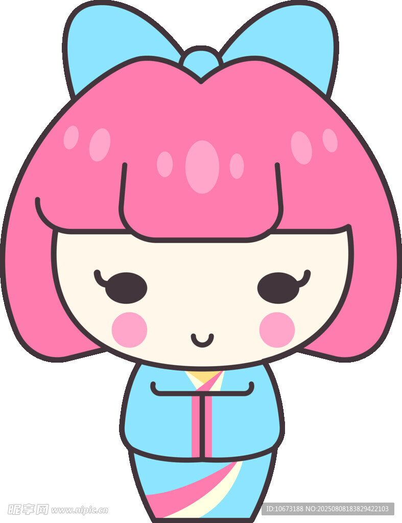 粉色短发蝴蝶结可爱女孩