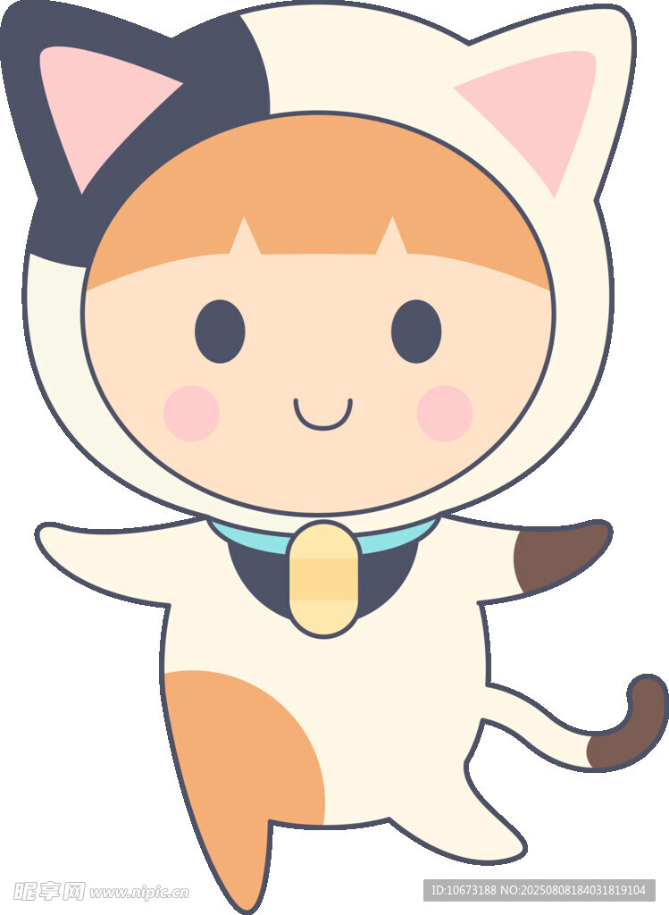可爱猫咪装扮的卡通小孩