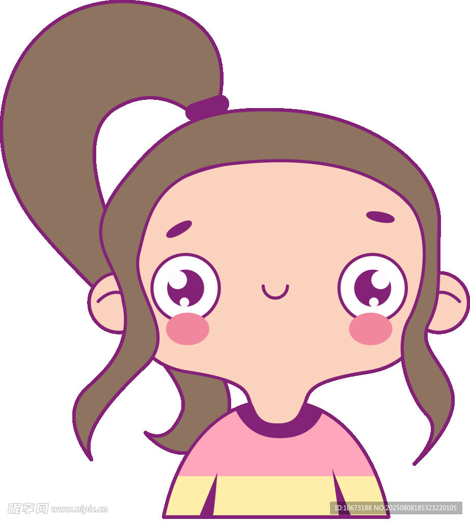 扎马尾的可爱卡通女孩