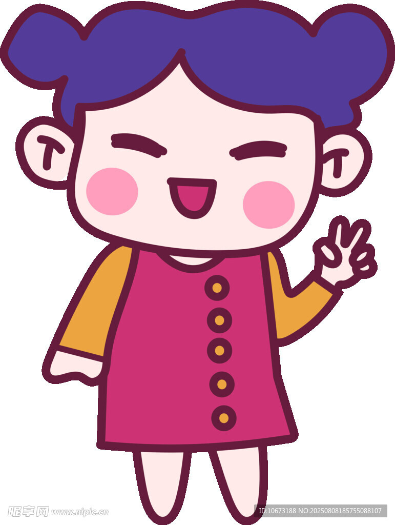 可爱双马尾女孩打招呼