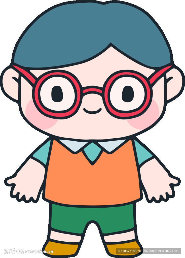 戴眼镜的卡通小男孩形象