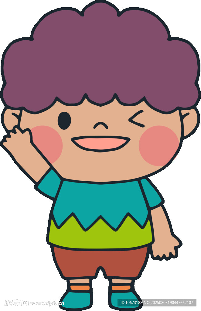 挥手的可爱小男孩