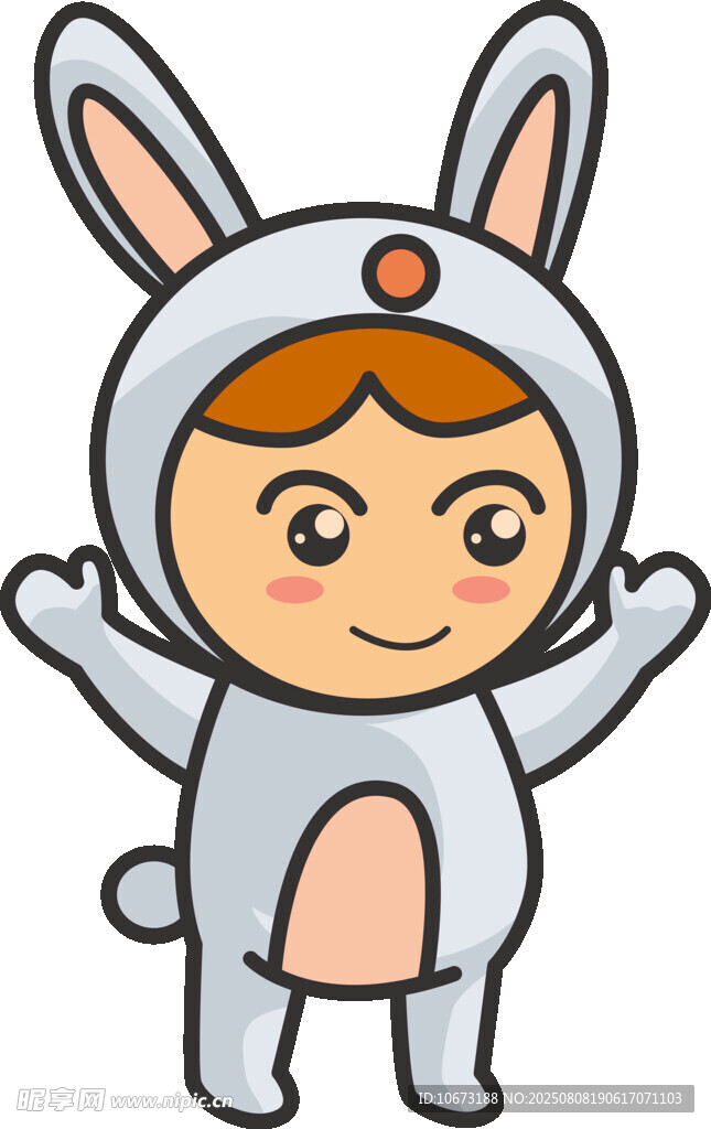 穿兔子装的可爱小孩