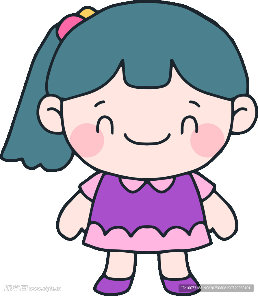 扎马尾的可爱紫衣小女孩