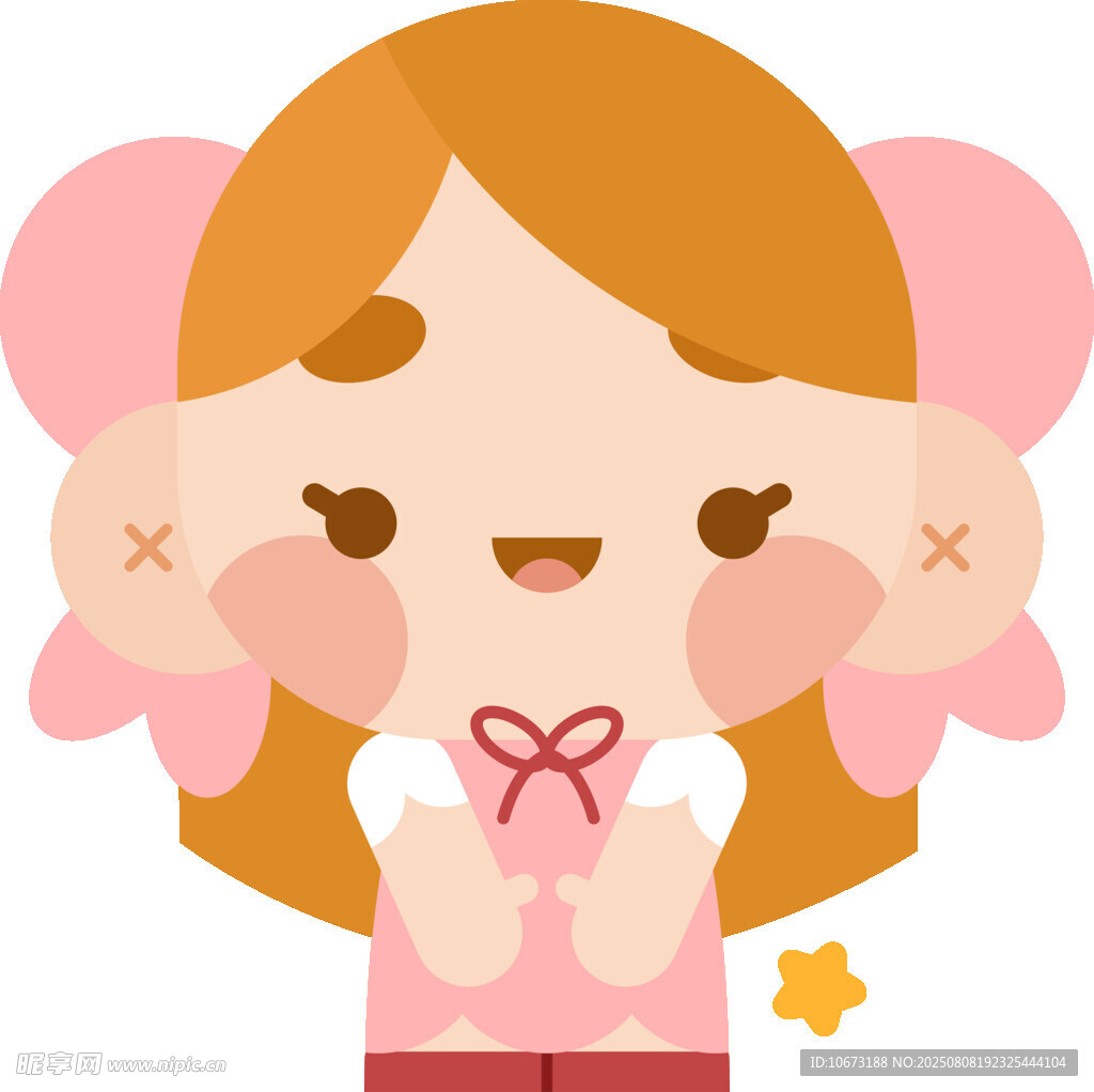 可爱双马尾女孩开心模样