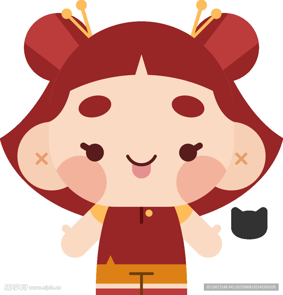 可爱中国风红衣卡通女孩