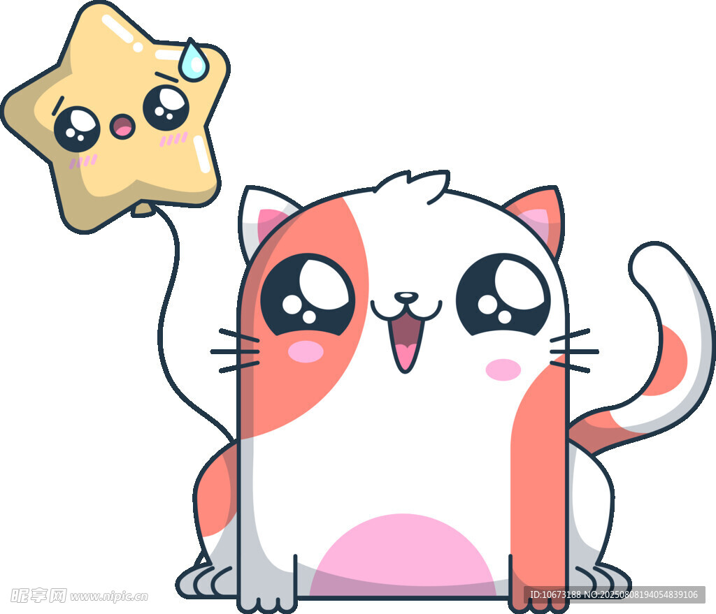 可爱猫咪与星星气球