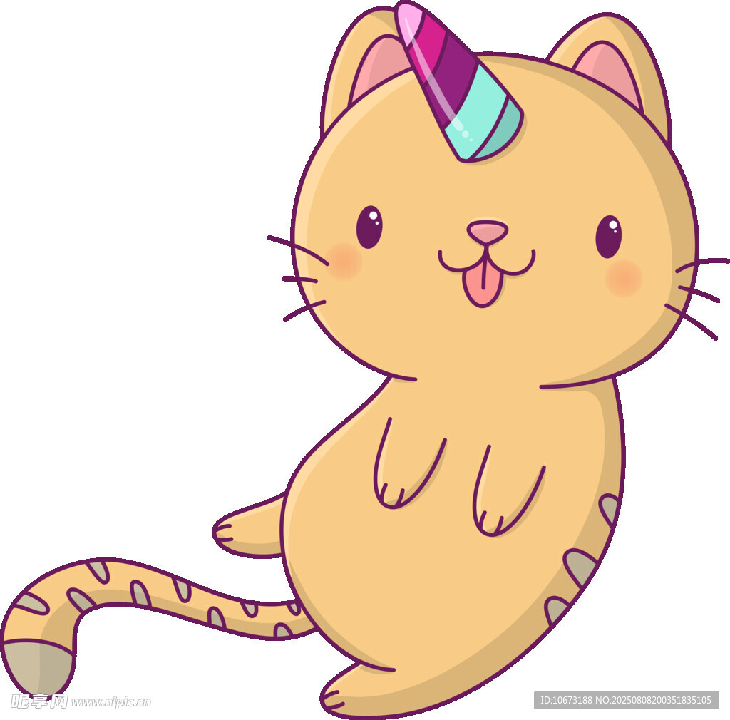 可爱独角猫咪插画