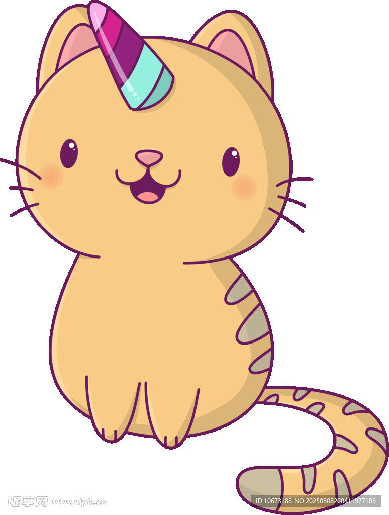 独角猫咪可爱插画形象