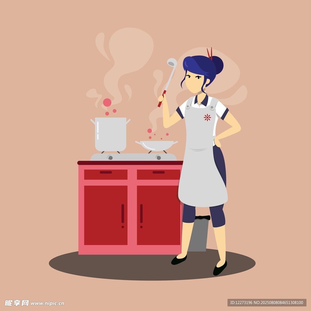 女士厨房烹饪场景