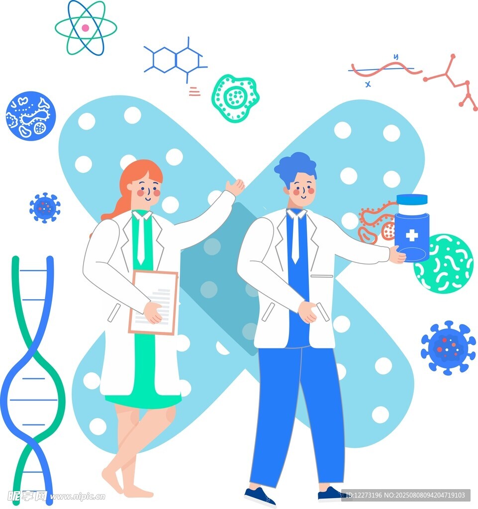 科研人员专注医学研究场景