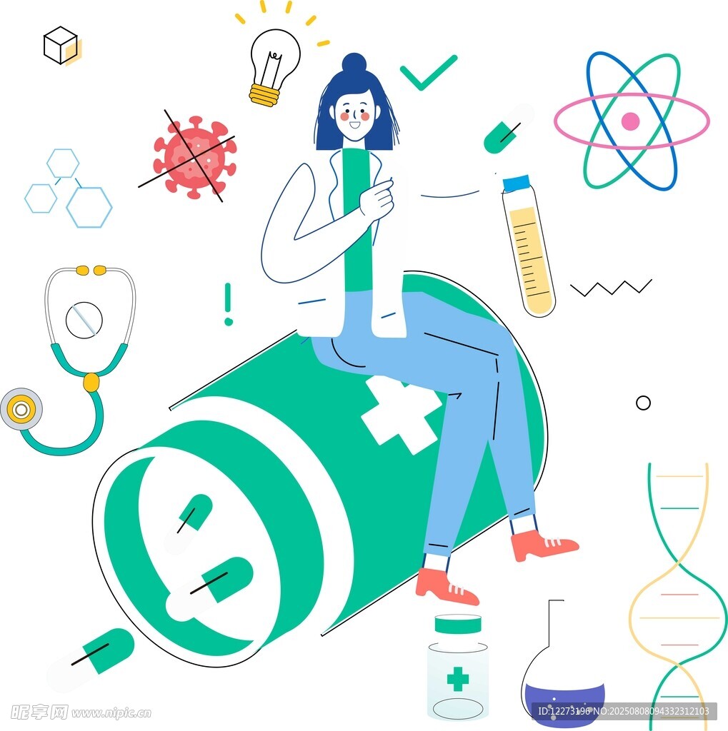 女科学家与环保科研元素