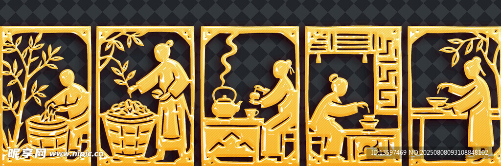 古代劳作场景插画