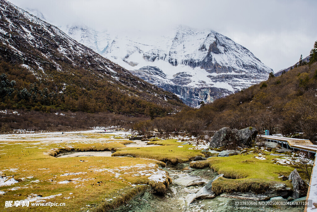 雪山下的河谷美景