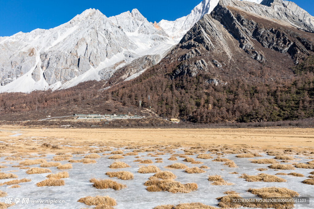 雪山下的荒原美景