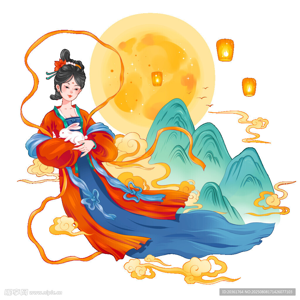 嫦娥奔月古风插画