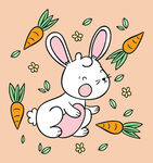 可爱白兔与胡萝卜插画