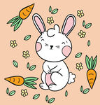 可爱白兔与胡萝卜插画