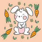 可爱小兔与胡萝卜插画