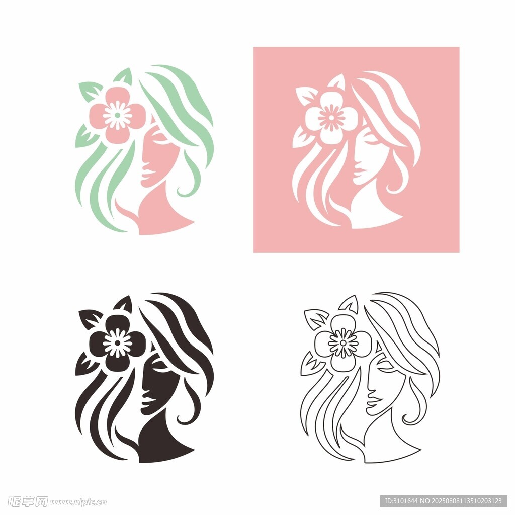 美容美发女性头像标志