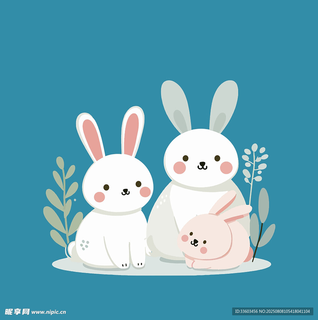 可爱兔家庭温馨画面