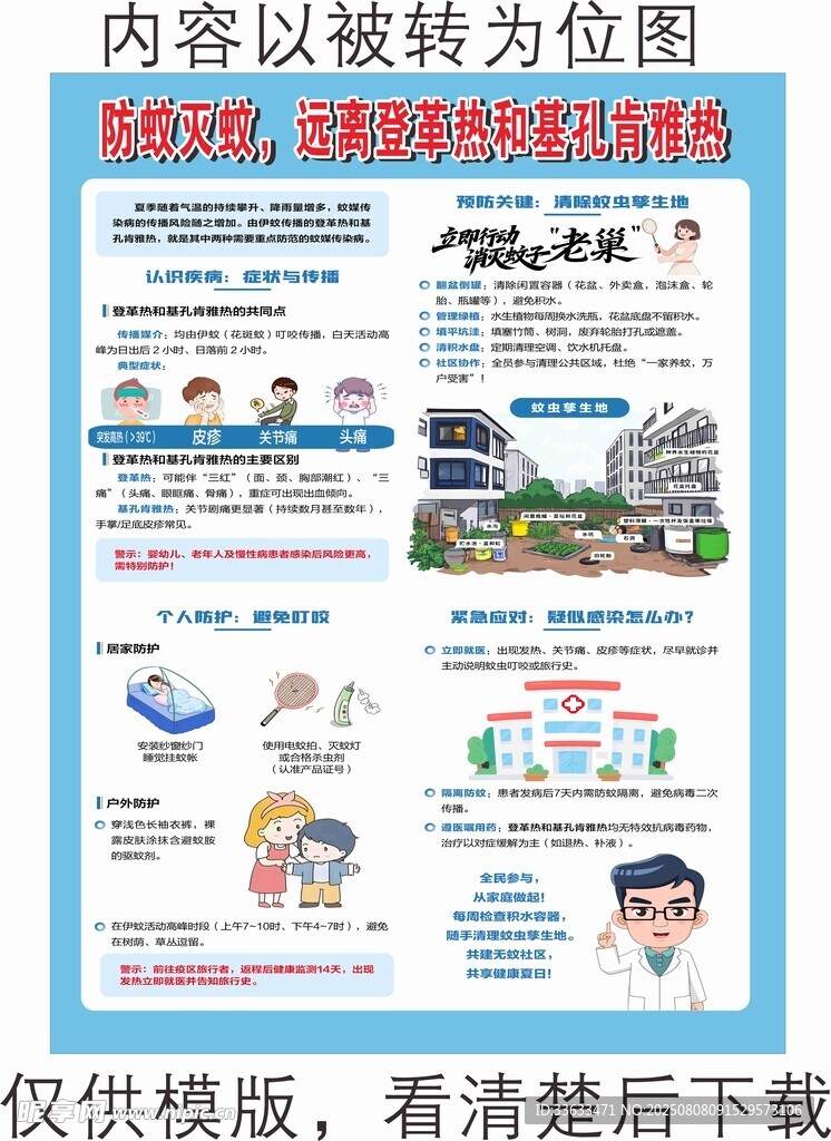 预防基孔肯雅热和登革热海报