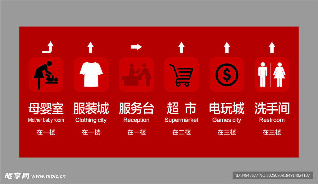 红色电商购物服务图标展示