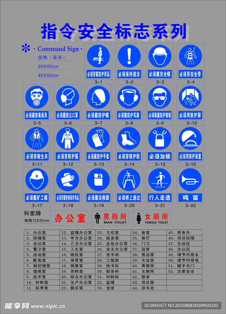 指令安全标志示例标识牌