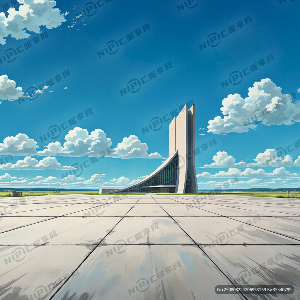游戏风格户外大空地 蓝天白云