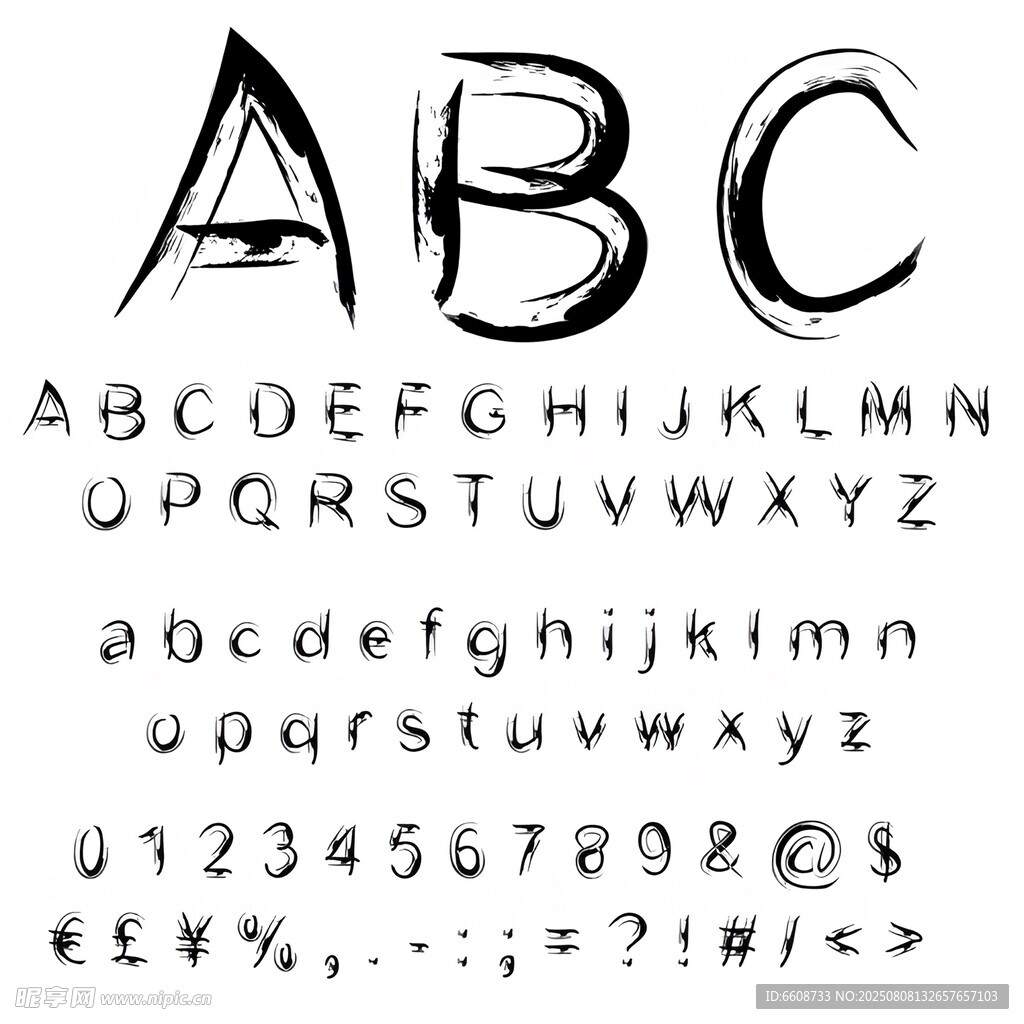 手写风格英文字母及数字字体