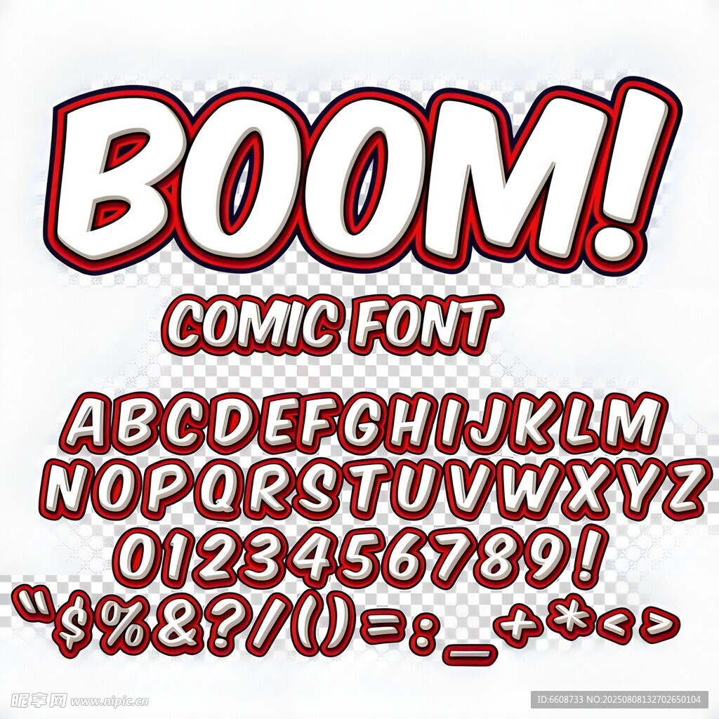 爆炸风格漫画字体展示