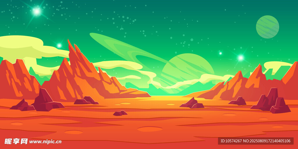 外星荒漠景观插画