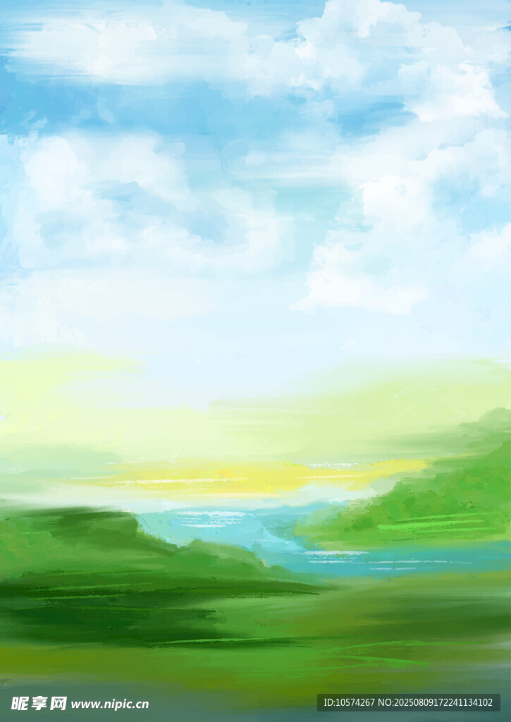 美丽山水风景插画