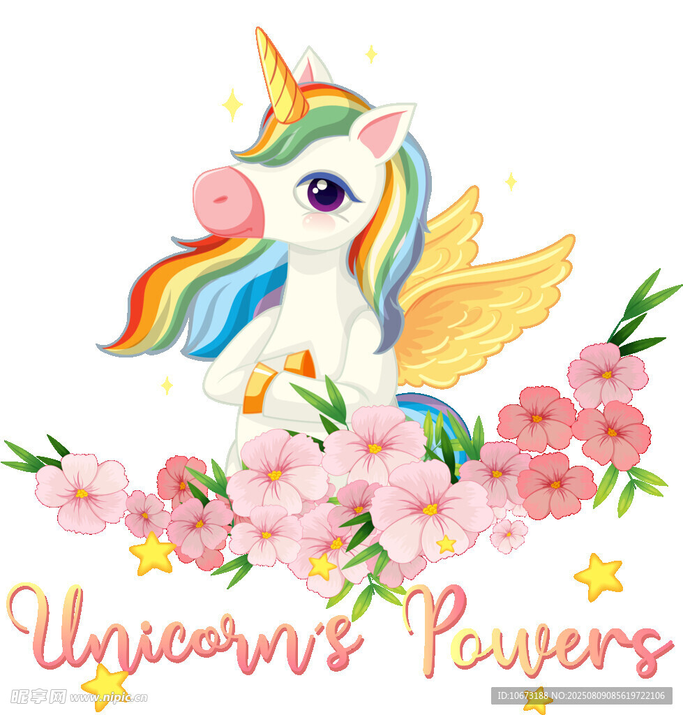 梦幻独角兽与烂漫花朵